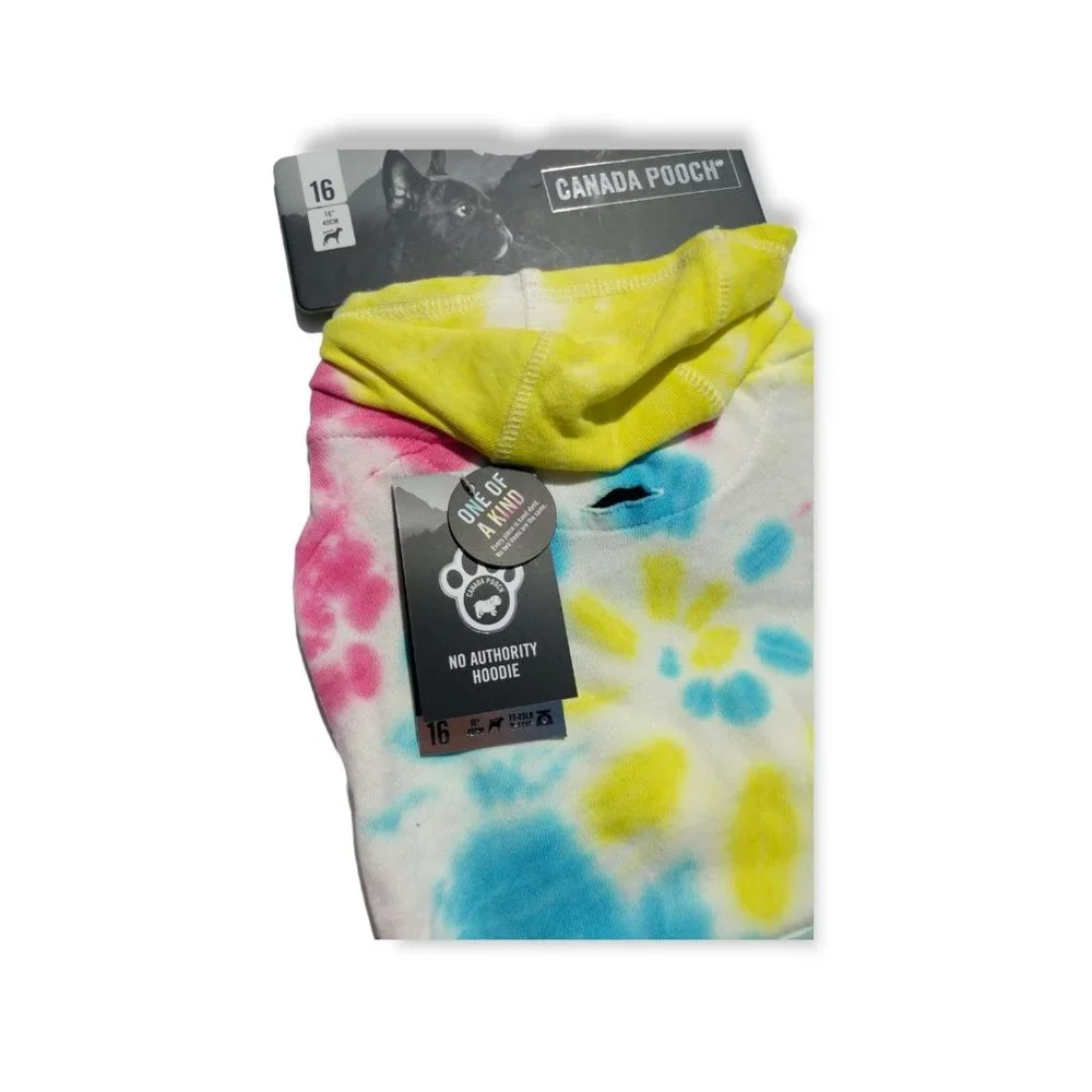 Canada Pooch Dog Medium 16 inches No Authority Tie Dye Hoodie with Pocket New